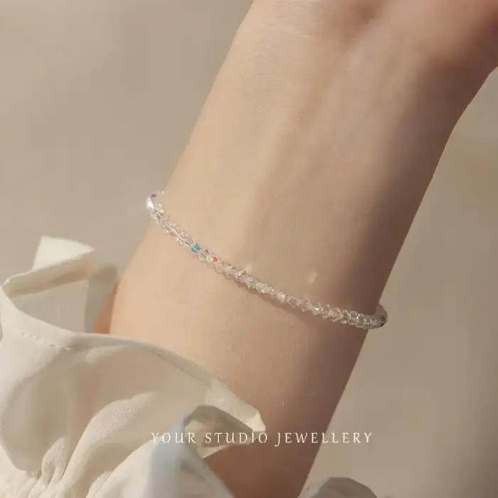 Bracelet en cristal ultra-fin YNO vert pour femmes, bracelet à brins religieux pour soirée, cadeau pour petite amie ou étudiante