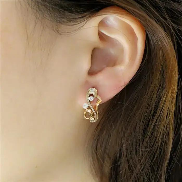Boucles d'oreilles géométriques plaquées or rose violet 14 carats pour femmes