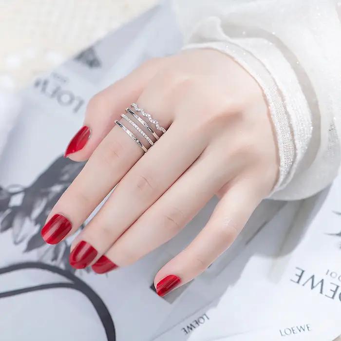 Hyperbole-Bague multicouche en argent regardé 925 pour femme