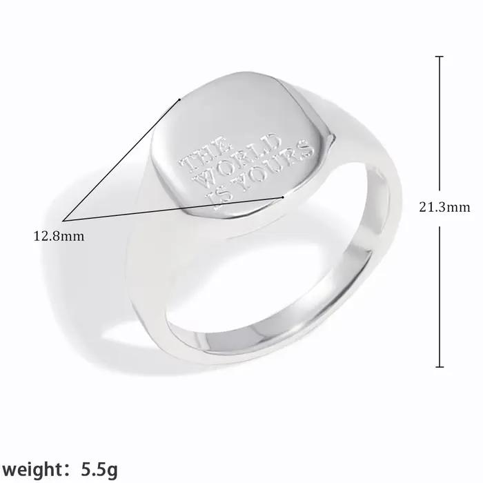 E.B.belle Bague en acier inoxydable plaqué argent avec inscription de lettres ou de mots, bijoux éta