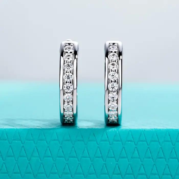 AnuJewel-Boucles d'oreilles créoles d'oreille Moissanite pour femme