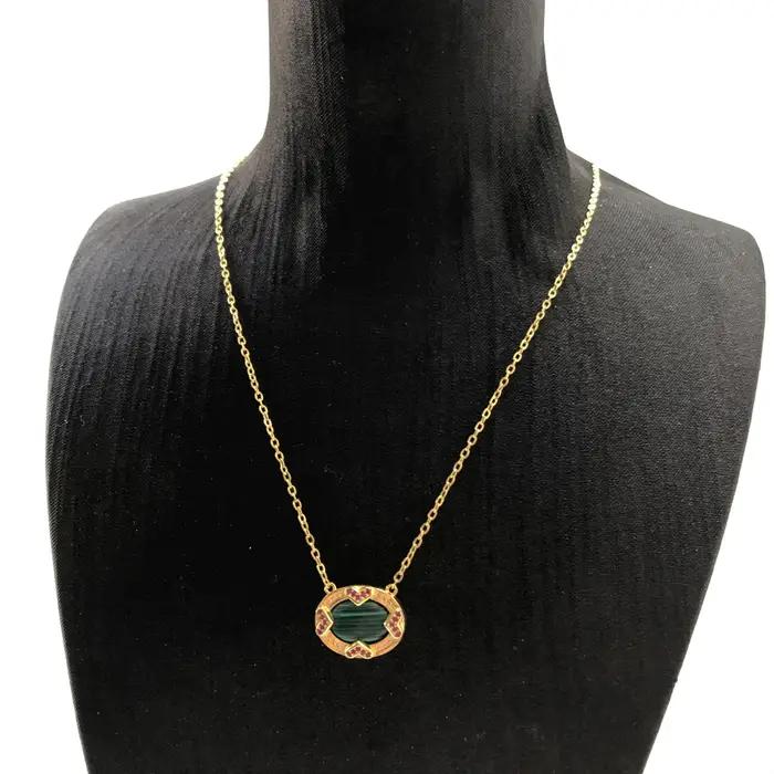 Collier ovale vert or été en argent sterling 925 pour femmes occasions spéciales vintage élégant à offrir