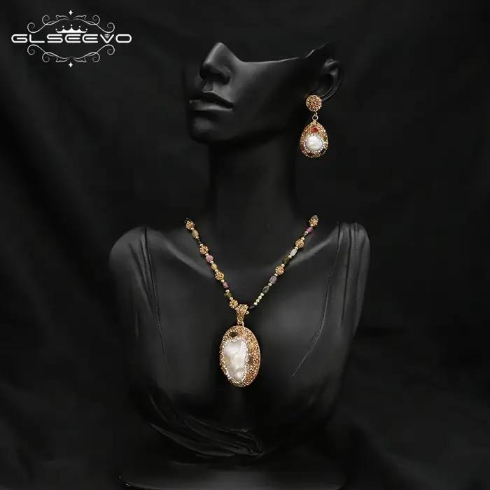GLSEEVO-Ensemble de Colliers de Perles Naturelles Irrégulières pour Femme, Bijoux de Mariage à la Mo