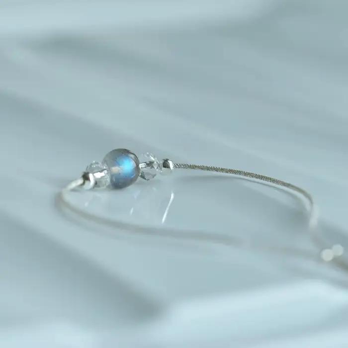 Bracelet Coeur pour Toutes les Femmes Labradorite Naturelle Élégant et Délicat Bracelet à Brins pour Femmes Occasions Spéciales Porte-Bonheur Romantique