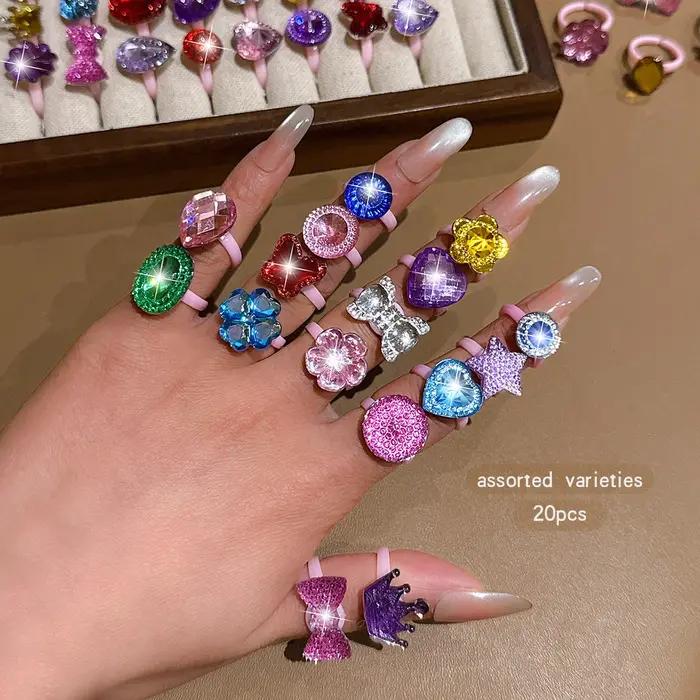 20 styles à la mode et simples avec une bague ouverte de couleur aléatoire adaptée à un usage quotidien et à l'emploi
