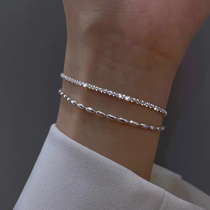 Bracelet Double couche en argent Sterling 925, perles exquises et simples pour femmes, accessoires de bijouterie fine, nouvelle mode