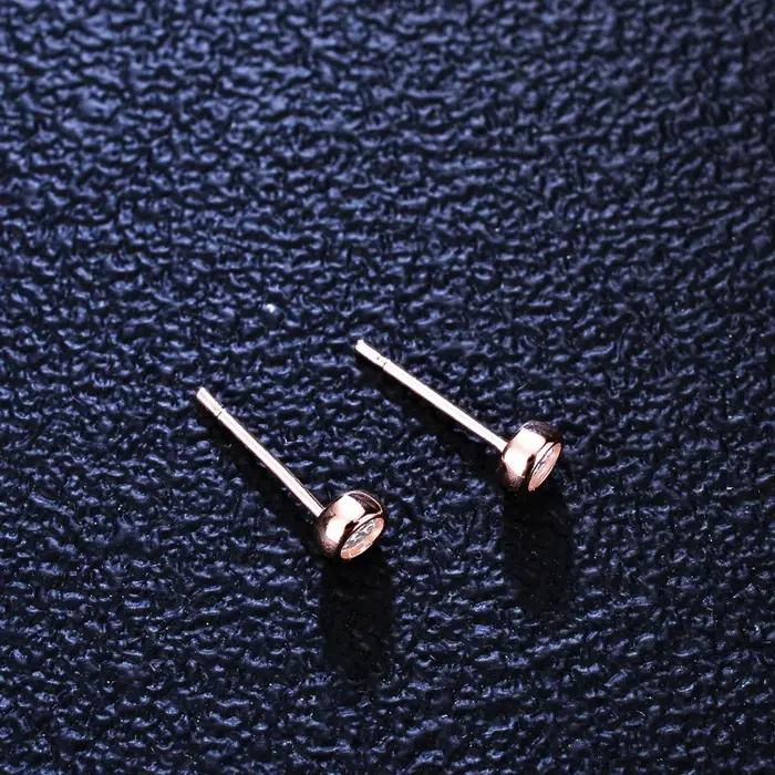 Or Rose 3mm Moissanite argent 925 boucles d'oreilles à la mode fiançailles mariage femmes boucle d'oreille cadeau