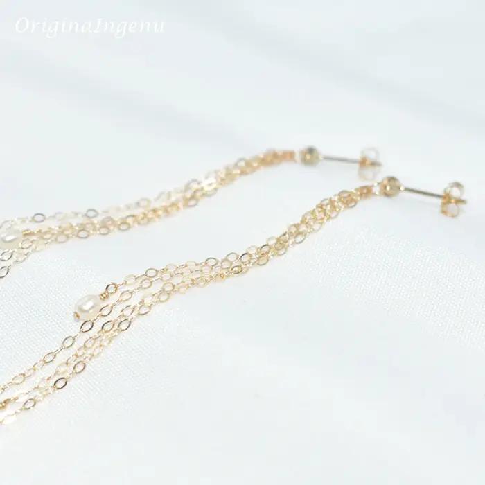 Boucles d'oreilles en perles d'eau douce naturelles or 14K bijoux vintage boho pour femmes occasions spéciales soirée fantaisie