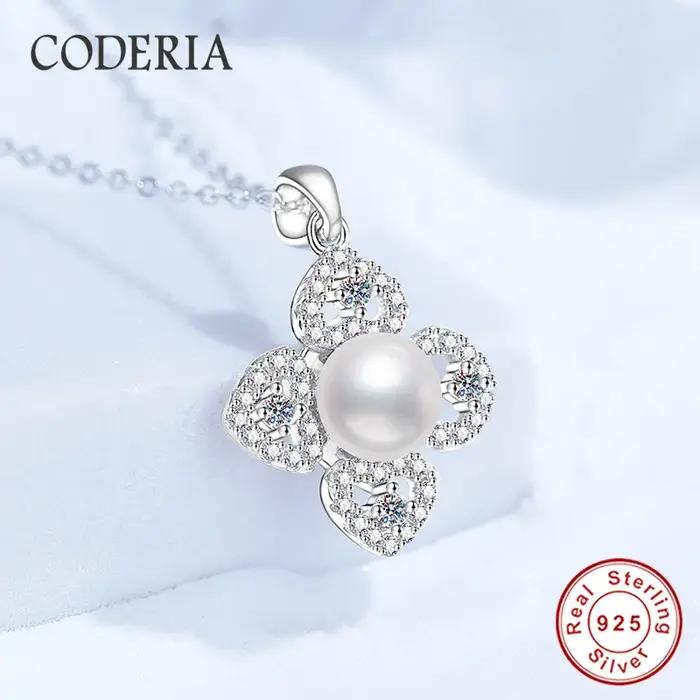 Pendentif en perles naturelles 100% argent Sterling 925