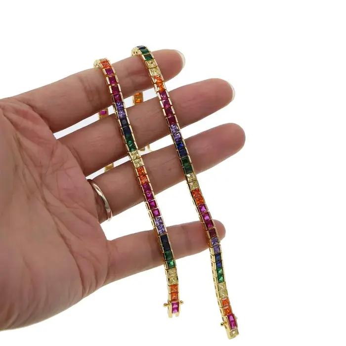 Bracelet Géométrique Arc-en-Ciel en Clip pour Femme