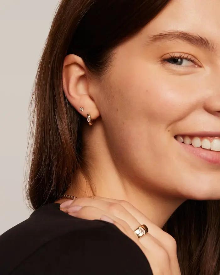 Shevalue – boucles d'oreilles créoles plaquées or 14 carats pour femmes, avec poteaux en argent Ster