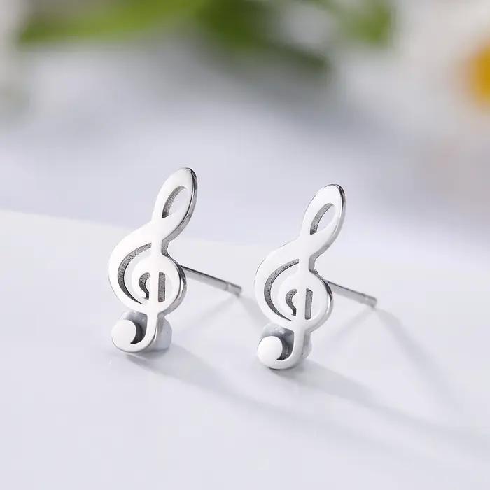 Boucles d'Oreilles en Acier Inoxydable en Forme de Note de Musique Cadeau Pour Femme Homme Sœur Occasions Spéciales