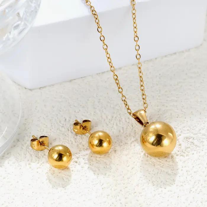 Ensemble de bijoux ronds minimalistes ASONSTEEL pour femmes, design moderne, acier inoxydable, or plaqué, pour occasions spéciales et tenues quotidiennes