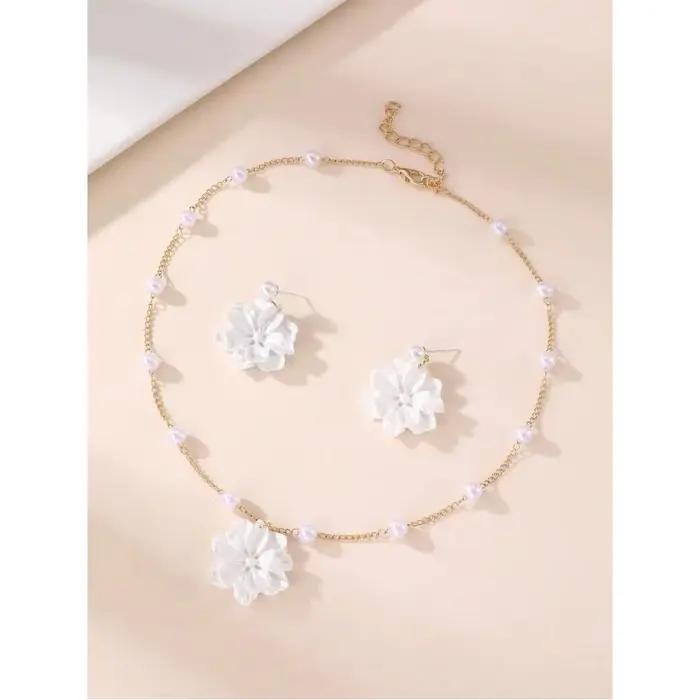 Ensemble de bijoux floraux et perlés pour filles