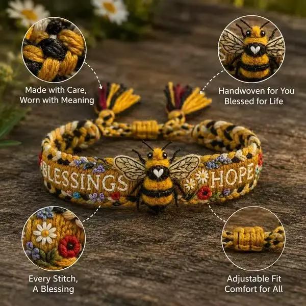Bracelet tressé ajustable avec broderie bohème