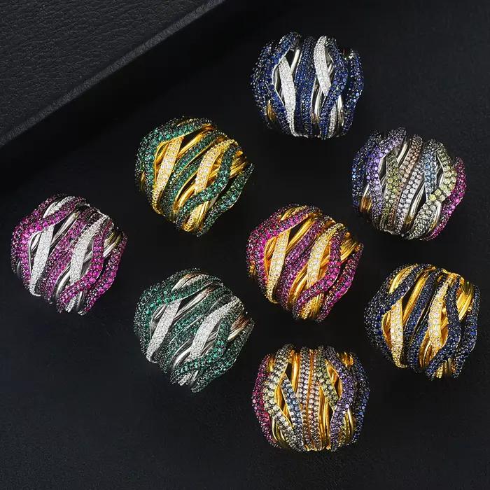 Missvikki-Grande bague multicolore de luxe pour femmes