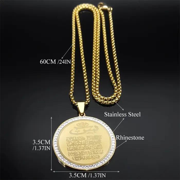 Collier de Médailles de Projecan Arabe en Acier Inoxydable pour Homme et Femme