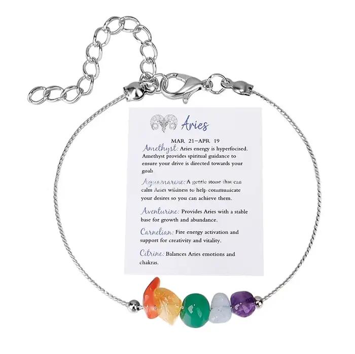 12 signes du zodiaque Bracelet femme cristal naturel Constellation bracelets Cancer vierge lion bala