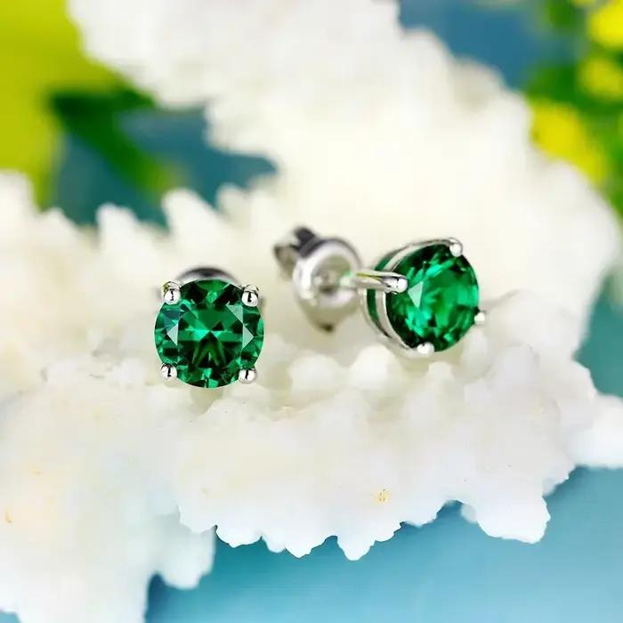 Véritable 925 argent Sterling émeraude bijoux pierre précieuse pour les femmes Aros Mujer Oreja