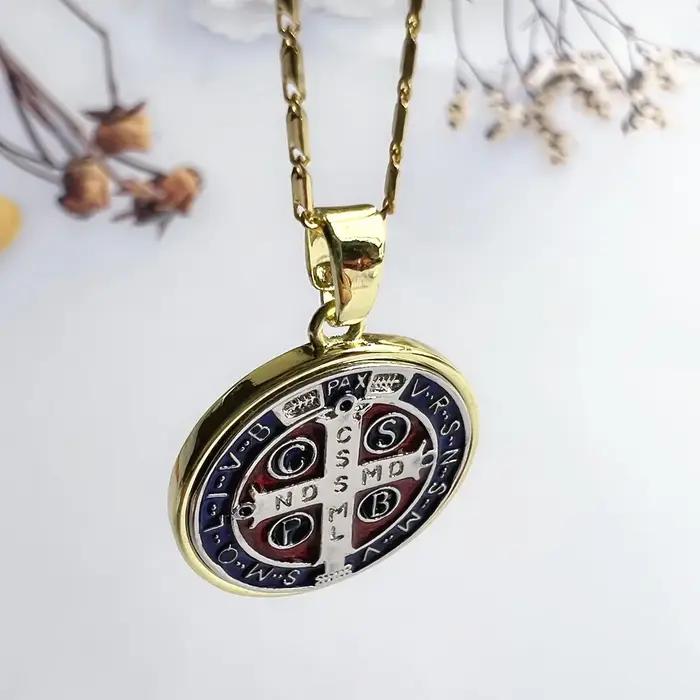 Collier pendentif religieux en noix de coco pour femme