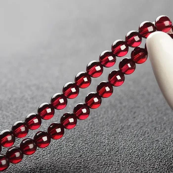 Bracelet de perles en pierre de grenade rouge naturelle pour femmes et hommes