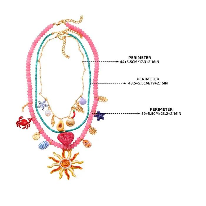 Colliers à breloques en perles de résine colorées pour femmes, Style vacances d'été océan, bijoux de