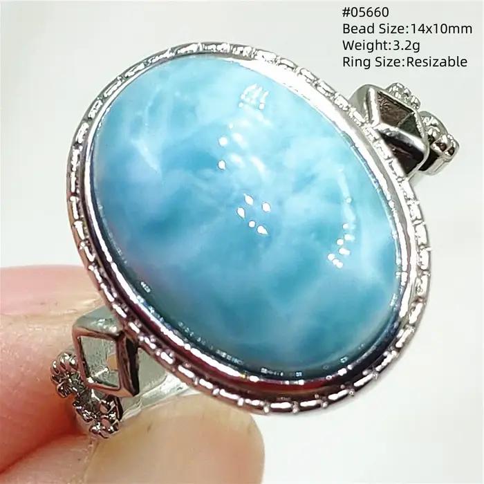 Bague Larimar bleue naturelle