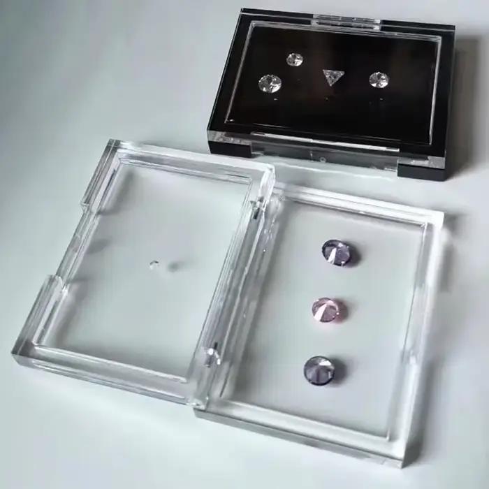 Boîte de présentation de bijoux avec pierres précieuses claires support organisateur en diamant vitrine d'emballage en pierre de Zircon modèle de pierres précieuses en strass collants pour bijoux occasions spéciales