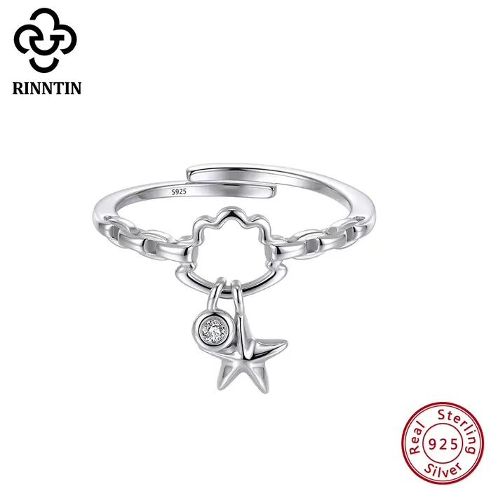 Bague en argent Sterling 925 pour femme motif plante avec zirconium blanc ou noir bijou élégant et naturel pour cadeau