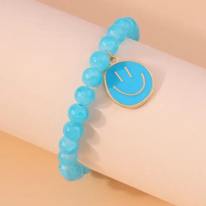 Aihua bohème fait à la main perles colorées Bracelet pour femmes mignon sourire visage bracelets à b