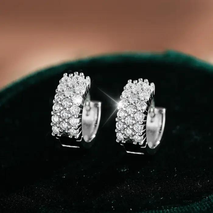 JoyceJelly boucles d'oreilles Moissanite complètes pour femmes S925 bijoux de mariage en argent Ster