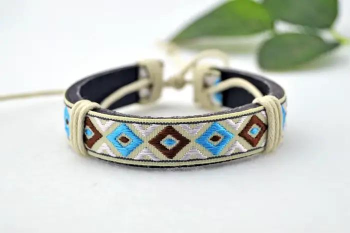 Bracelet en cuir de style ethnique pour femmes et hommes
