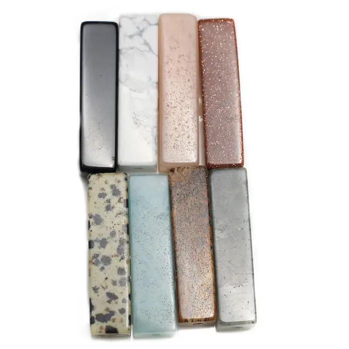 Perle rectangulaire en pierre semi-précieuse naturelle