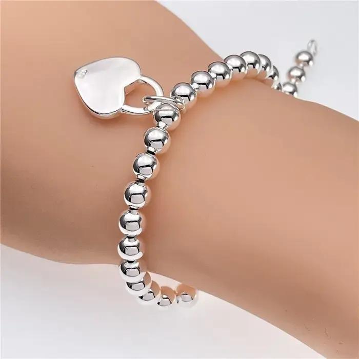 Bracelet à breloques en argent regardé 925 pour hommes et femmes