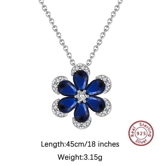 ORSA Guitar WELS-Ensemble de bijoux en argent 925, forme de fleur, saphir bleu, clair, cubique, Zund