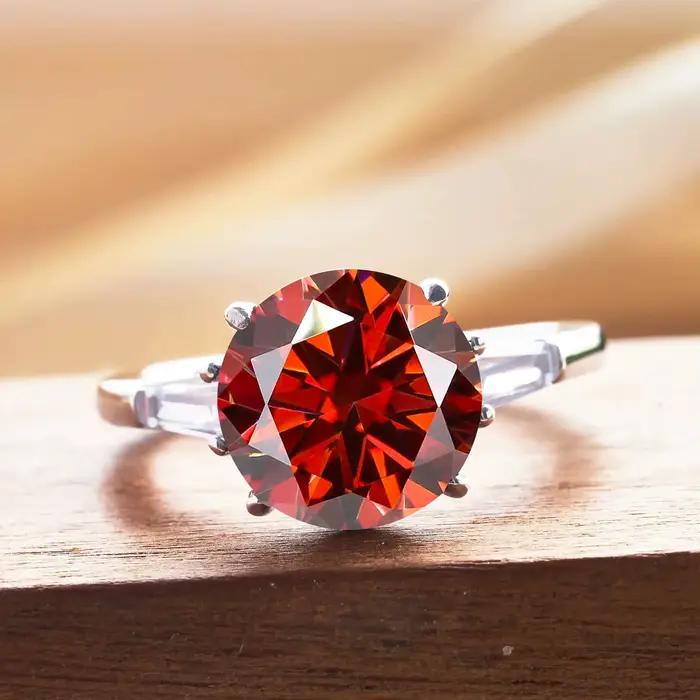 JoyceJelly luxe rond 5 Carat Moissanite diamant bague pour femmes en argent Sterling 925 bijoux femme bandes de mariage certifié GRA