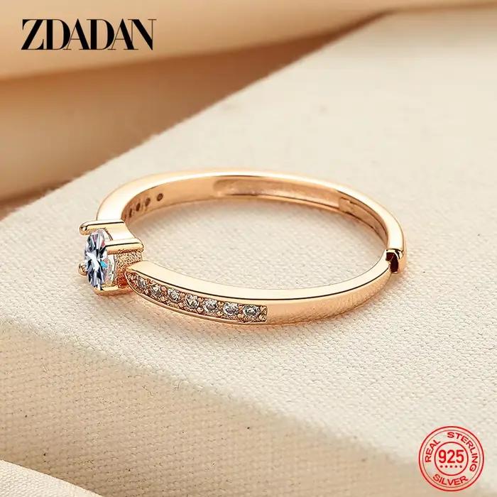 Bague en argent sterling 925 plaquée or 18 carats sertie de zirconium blanc pour femme occasions spéciales engagement fiançailles mariage anniversaire fête
