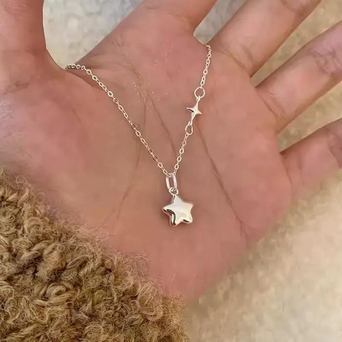 Collier étoile en argent Sterling 925 pour femmes, chaîne de clavicule étoile à cinq branches exquis