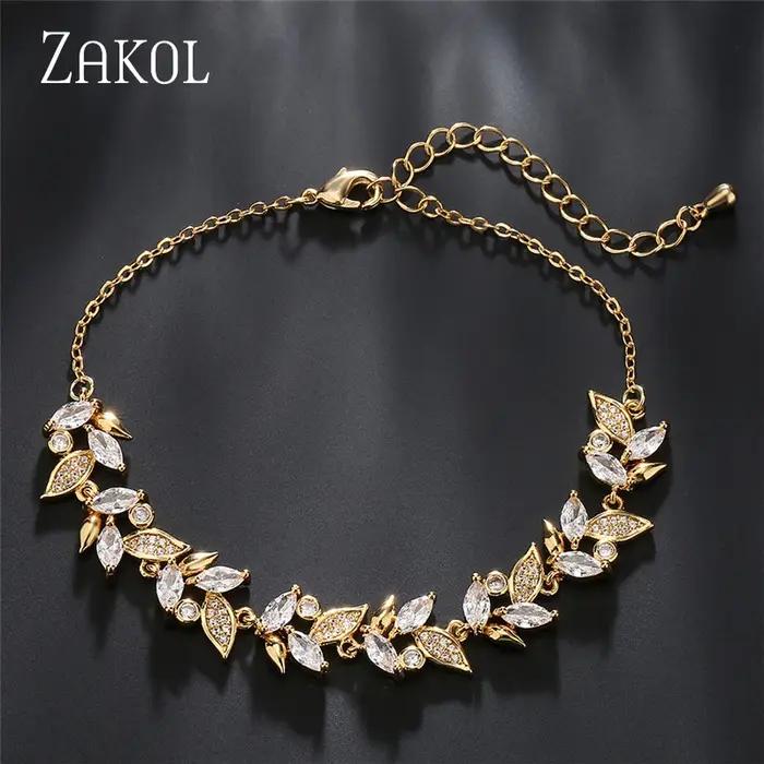 Bracelet en zircon AAA feuille de marquise brillant réglable bijou de mariage pour femmes élégance et symbolisme chance et prospérité occassions spéciales