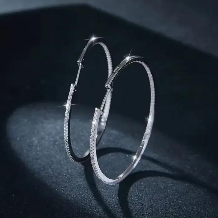 M-JAJA véritable Moissanite diamant boucles d'oreilles 18K plaqué or blanc 925 en argent Sterling