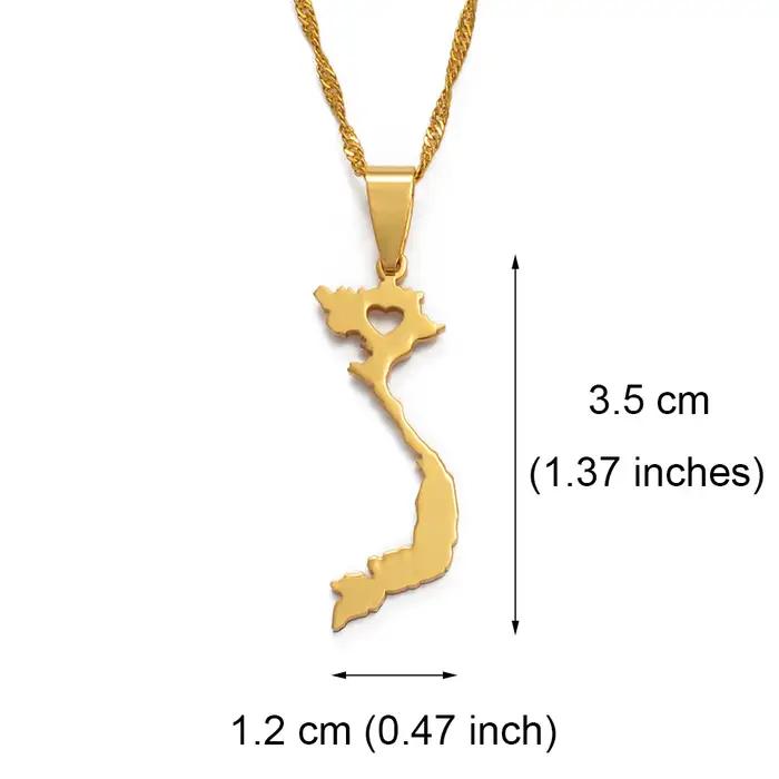 Anniyo Vietnam pendentif collier pour femmes/hommes couleur or bijoux carte