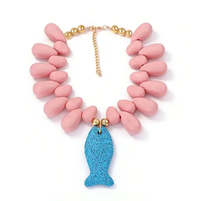 Collier bohème à grosses perles pour femme