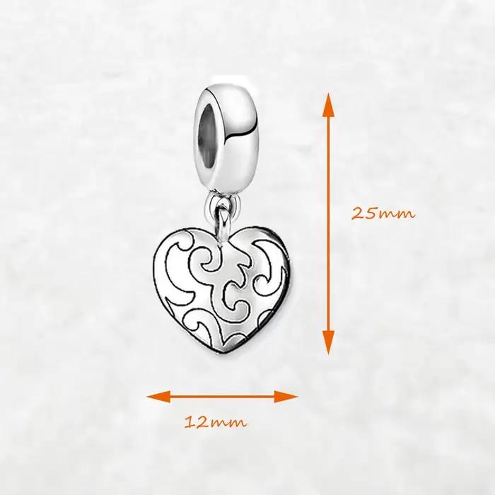 Ornement coeur pendentif balancent breloque femmes cadeau romantique nouveau 925 en argent Sterling bijoux fins