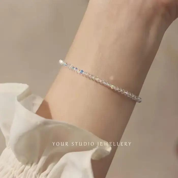 Bracelet en cristal ultra-fin YNO vert pour femmes, bracelet à brins religieux pour soirée, cadeau pour petite amie ou étudiante