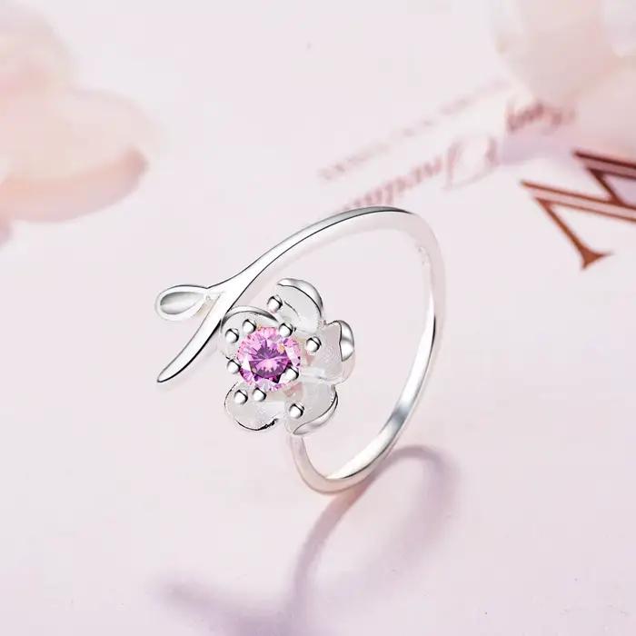 Bague Say en argent 925 sterling avec zirconium blanc, bague de cocktail romantique et mignonne pour engagement et occasions spéciales