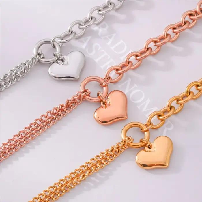 Bracelet chaîne en acier inoxydable pour femmes plaqué or 18 carats