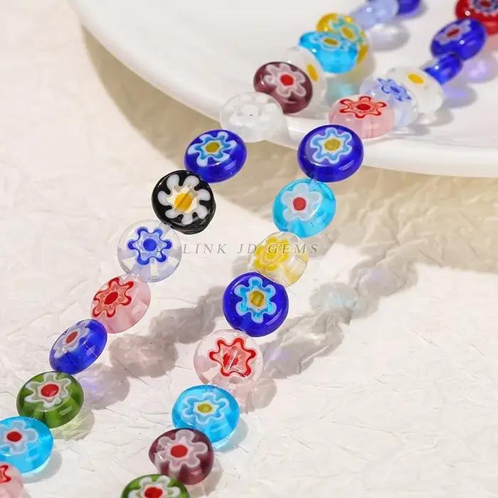 Perles Rondes et Plates en Verre Glacé de 6