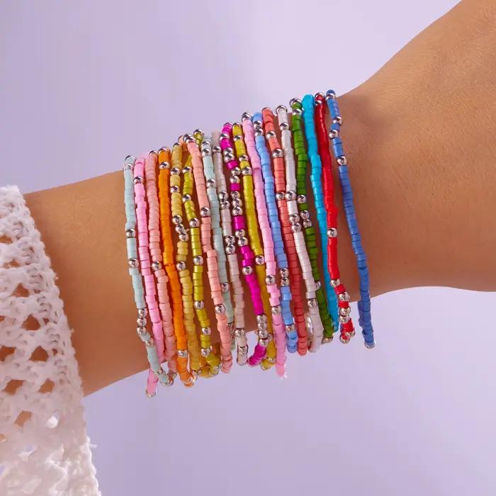 Ensemble de Bracelets bohème en perles de riz colorées pour femmes
