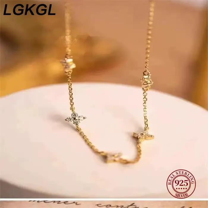 Jkeli – colliers français en argent Sterling 925 avec pendentif fleur à quatre feuilles pour femmes
