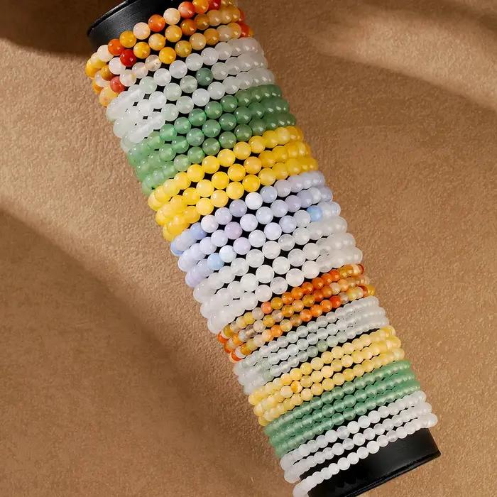 JD – Bracelet multicouche en pierre naturelle aigue-marine et Jade pour femmes